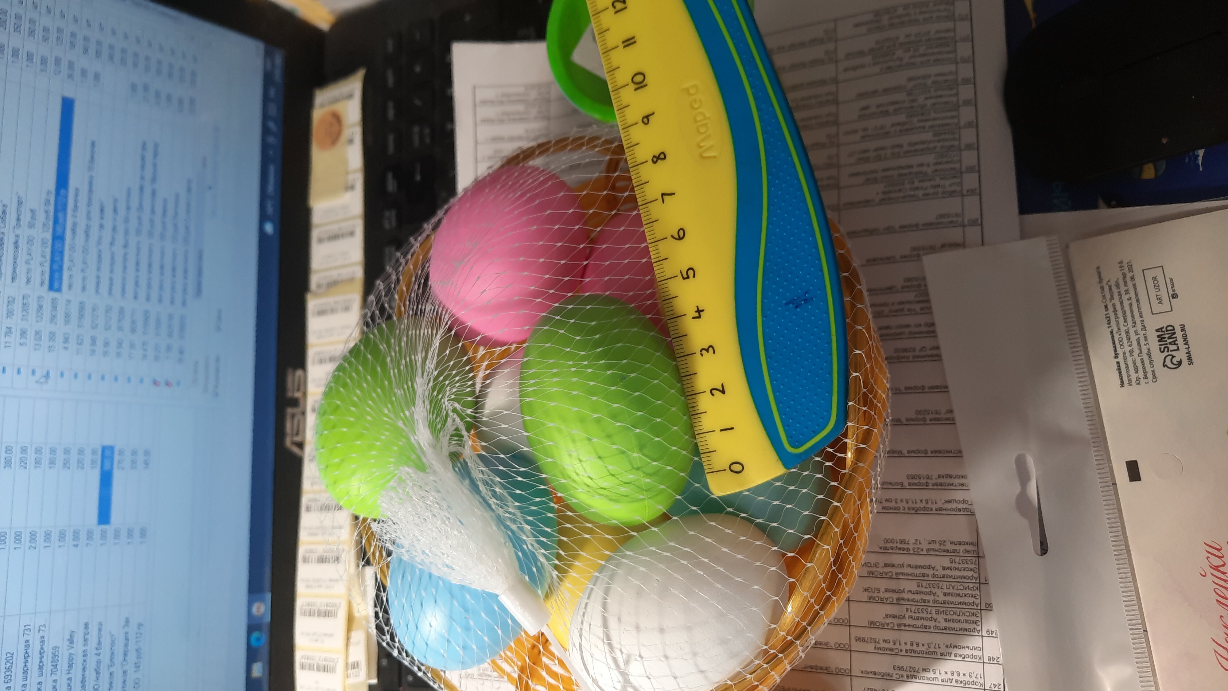 Фотография покупателя товара Набор яиц для декорирования, 10 шт., в корзинке, цвета МИКС - Фото 2