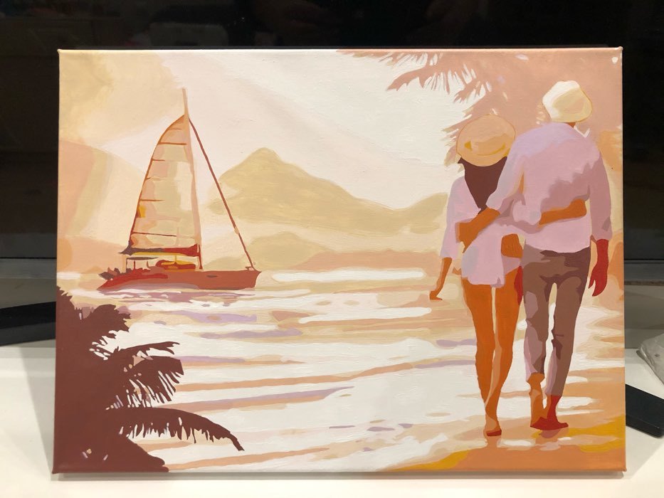 Фотография покупателя товара Картина по номерам на холсте с подрамником «Прогулка по пляжу», 40х30 см - Фото 1