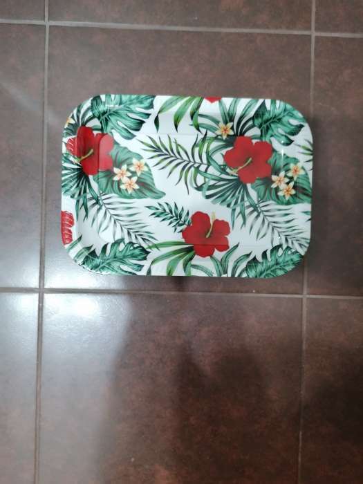 Фотография покупателя товара Поднос прямоугольный Доляна «Самобранка», 30×21×1.8 см, пластик, рисунок МИКС - Фото 1