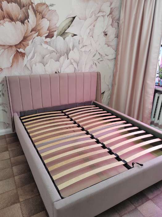 Фотография покупателя товара Кровать двуспальная «Меллиса», с подъёмным механизмом, спальное место 1600×2000 мм, велюр, цвет ява - Фото 1