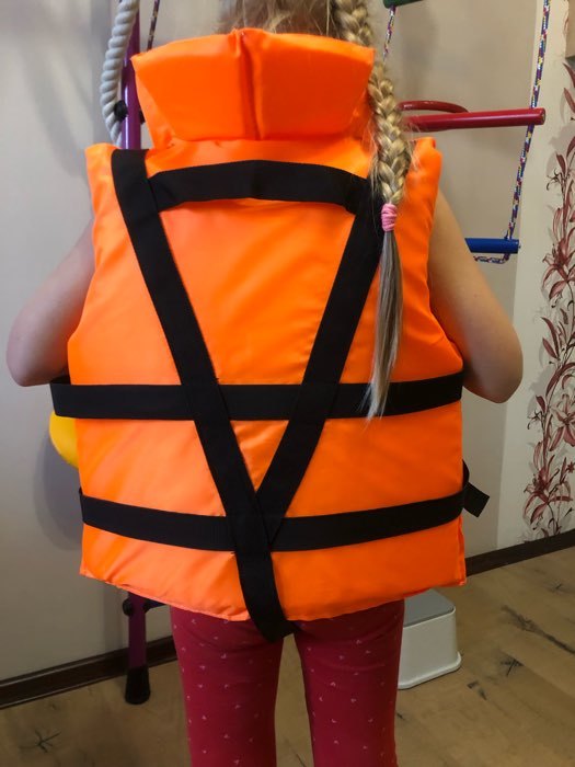 Фотография покупателя товара Жилет страховочный детский с подголовником, оранжевый - Фото 3
