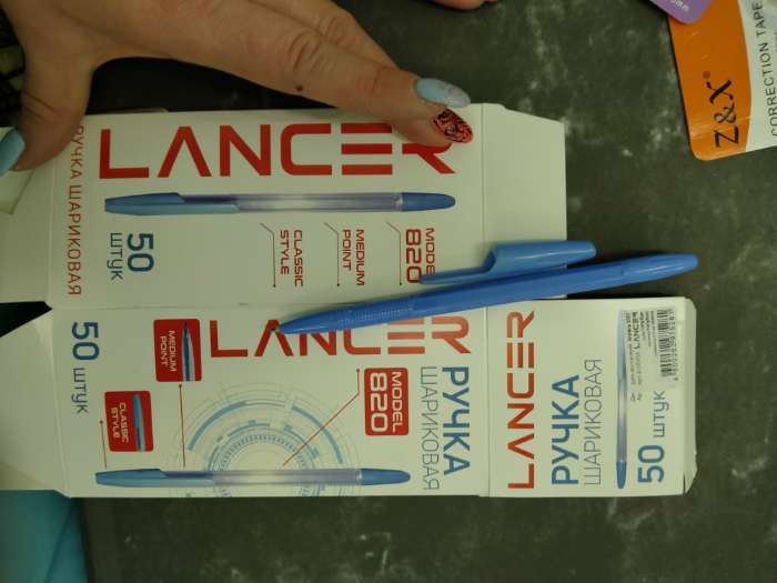 Фотография покупателя товара Ручка шариковая LANCER Office Style 820, игольчатый узел 0.5 мм, чернила синие, корпус голубой - Фото 1