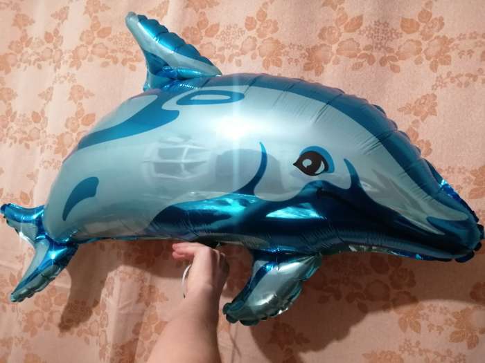 Фотография покупателя товара Шар фольгированный 37" «Дельфин», цвет голубой - Фото 3
