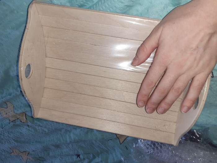 Фотография покупателя товара Хлебная корзинка деревянная "Колосок", 29×24×13.5 см - Фото 1