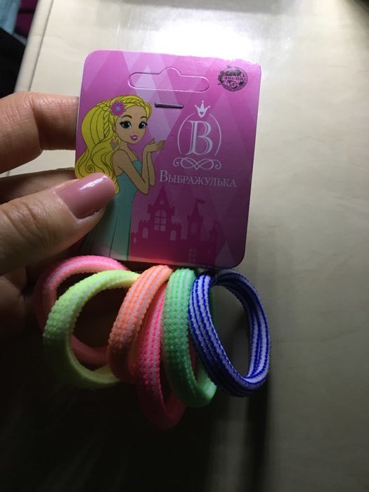 Фотография покупателя товара Резинка для волос "Махрушка полоска" (набор 6 шт) яркая двухцветная, микс