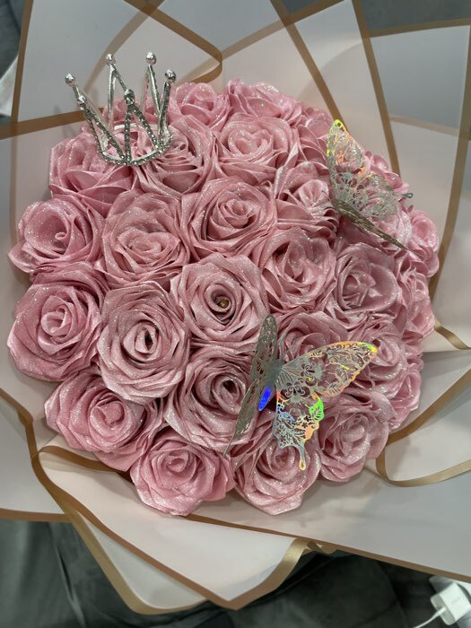 Фотография покупателя товара Лента атласная, 40 мм, 23±1 м, жемчужно-розовая - Фото 2