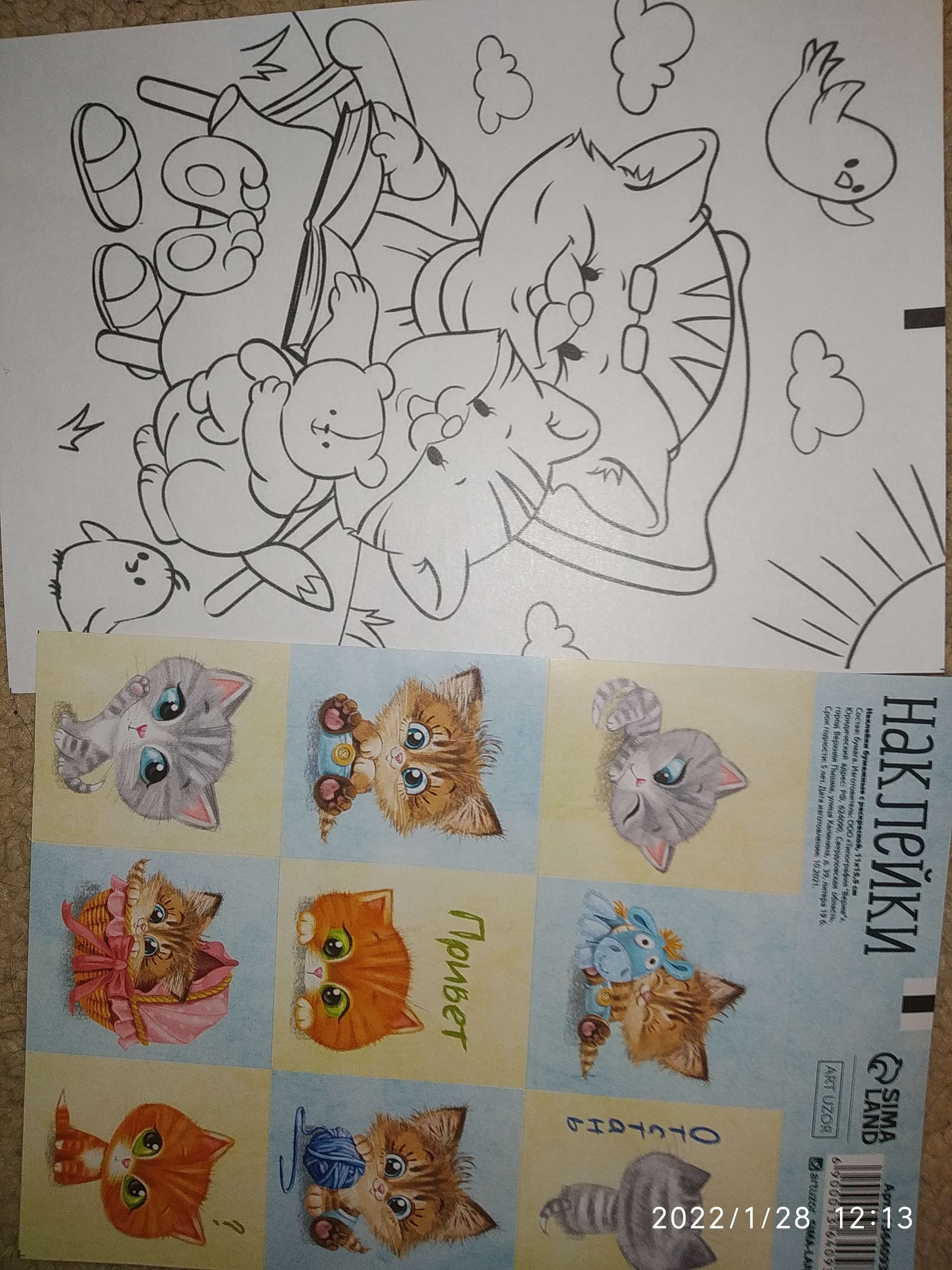 Фотография покупателя товара Наклейки детские бумажные «Лесные животные», c раскраской на обороте, 11 х 15.5 см - Фото 11