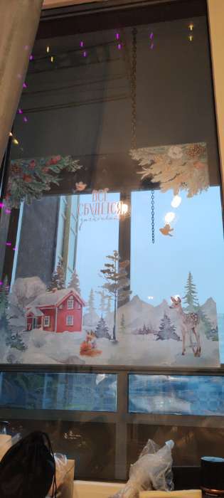 Фотография покупателя товара Наклейки на окна многоразовые «Новогодний венок», 50×70 см - Фото 15