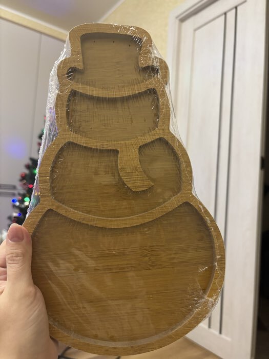 Фотография покупателя товара Менажница новогодняя деревянная «Снежинка», 25×25 см - Фото 1