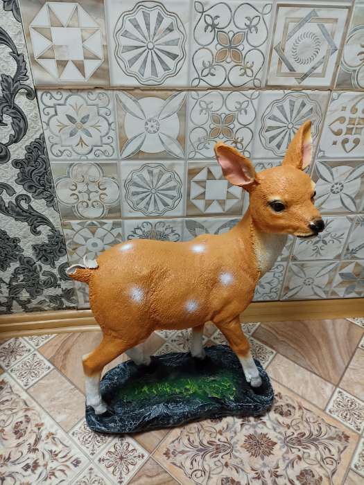 Фотография покупателя товара Садовая фигура из полистоуна «Оленёнок», 39×18×53 см - Фото 35