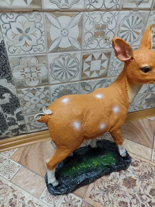 Фотография покупателя товара Садовая фигура из полистоуна «Оленёнок», 39×18×53 см - Фото 34