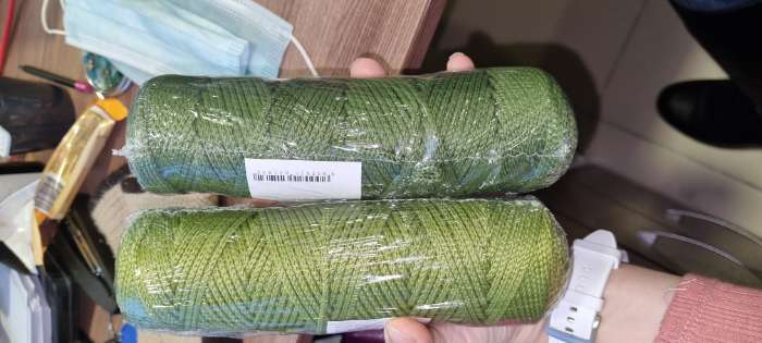 Фотография покупателя товара Шнур для вязания без сердечника 100% полиэфир, ширина 3мм 100м/210гр, (122 зеленый) - Фото 24