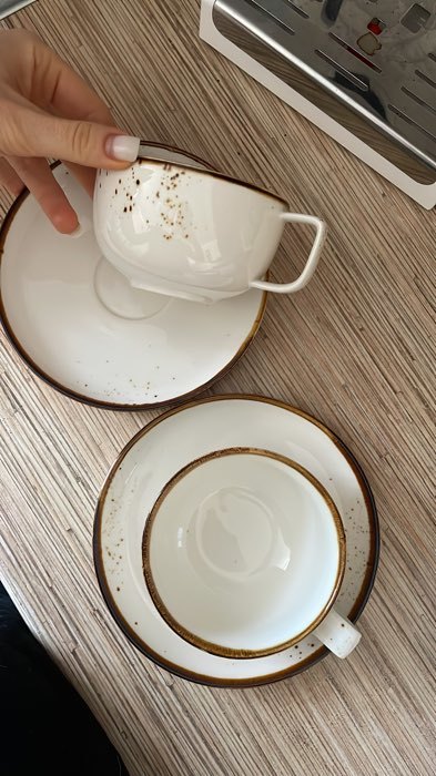 Фотография покупателя товара Чайная пара фарфоровая Magistro «Церера», 2 предмета: чашка 250 мл, блюдце d=16,3 см, цвет оранжевый - Фото 10