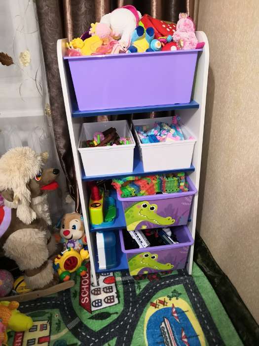 Фотография покупателя товара Ящик для игрушек с крышкой, «Весёлый зоопарк», объем 30 л, цвет фиолетовый - Фото 1