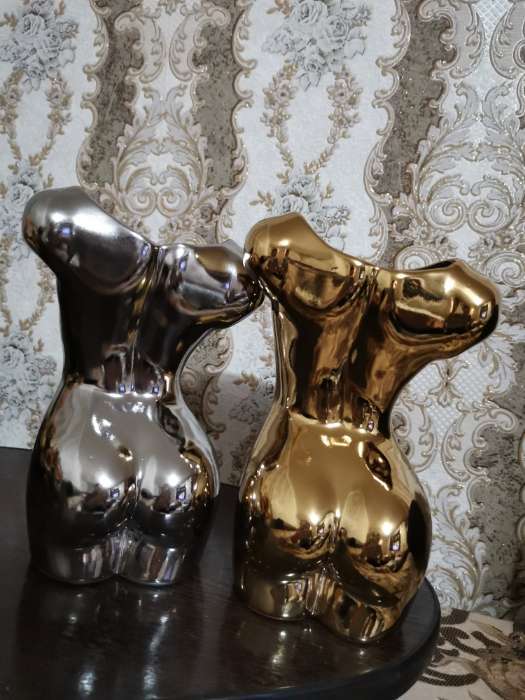 Фотография покупателя товара Ваза керамическая "Муза", настольная, золотистая, 19 см - Фото 15