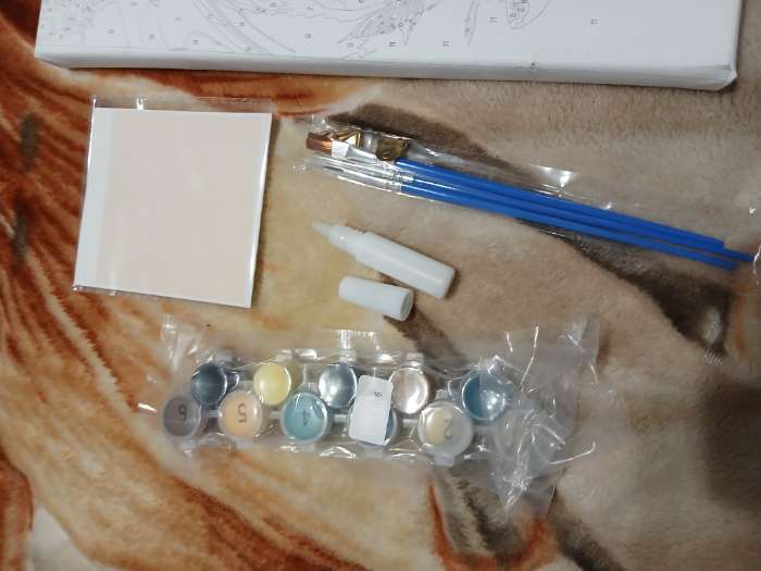 Фотография покупателя товара Картина по номерам с подрамником и поталью «Золотые рыбки», 20×30 см - Фото 1