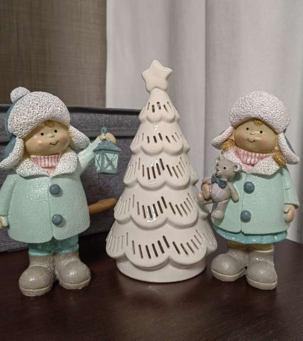 Фотография покупателя товара Светодиодная фигура «Ёлочка ажурная», 19.8×10.8×10.8 см, 1 LED, керамика, от батареек LR44×3, тёплый белый свет - Фото 1