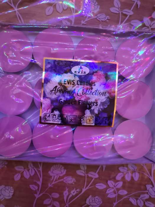 Фотография покупателя товара Набор свечей ароматических чайных 12 шт., d=37 мм, 15 г, 4 ч. горения, садовые цветы - Фото 1