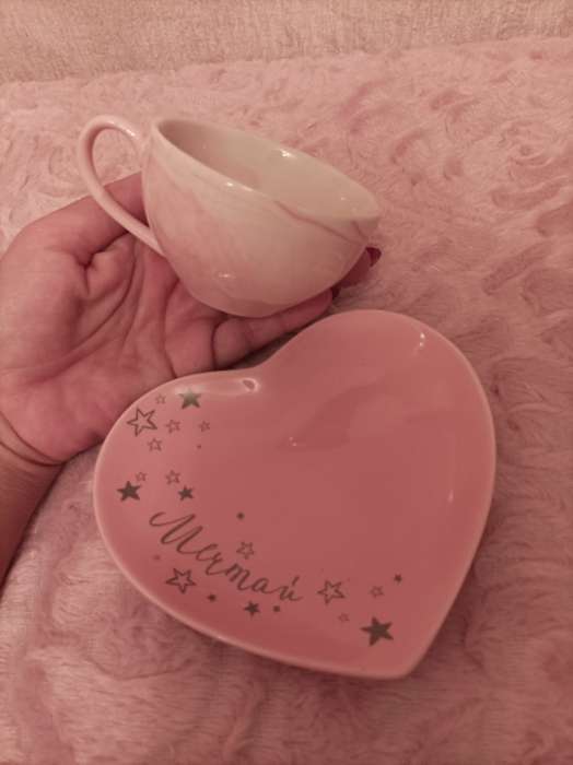 Фотография покупателя товара Подарочный набор керамический «Любимая мама»: кружка 120 мл, блюдце, цвет розовый - Фото 8