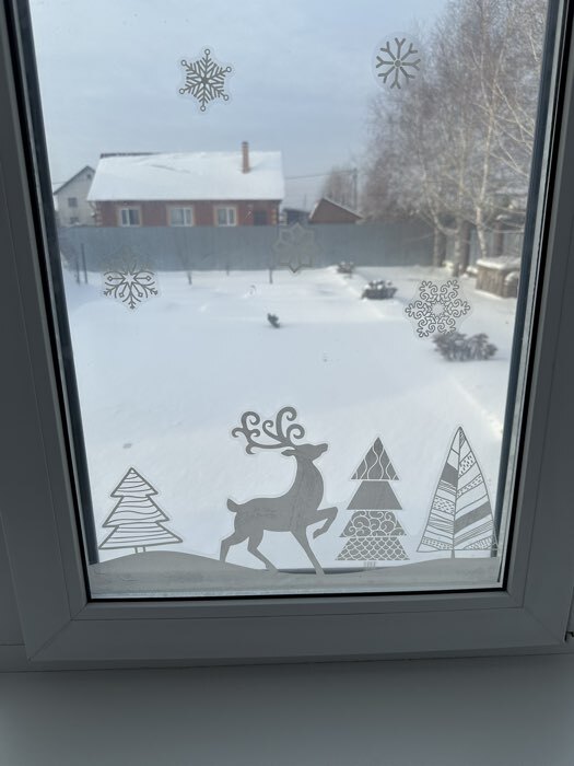 Фотография покупателя товара Наклейки на окна многоразовые «Новогодние снежинки», 33×50 см - Фото 1