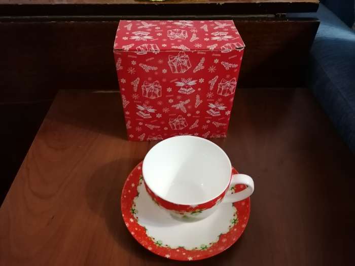 Фотография покупателя товара Чайная пара фарфоровая Доляна «Рождество», 2 предмета: чашка 280 мл, блюдце d=15 см - Фото 3