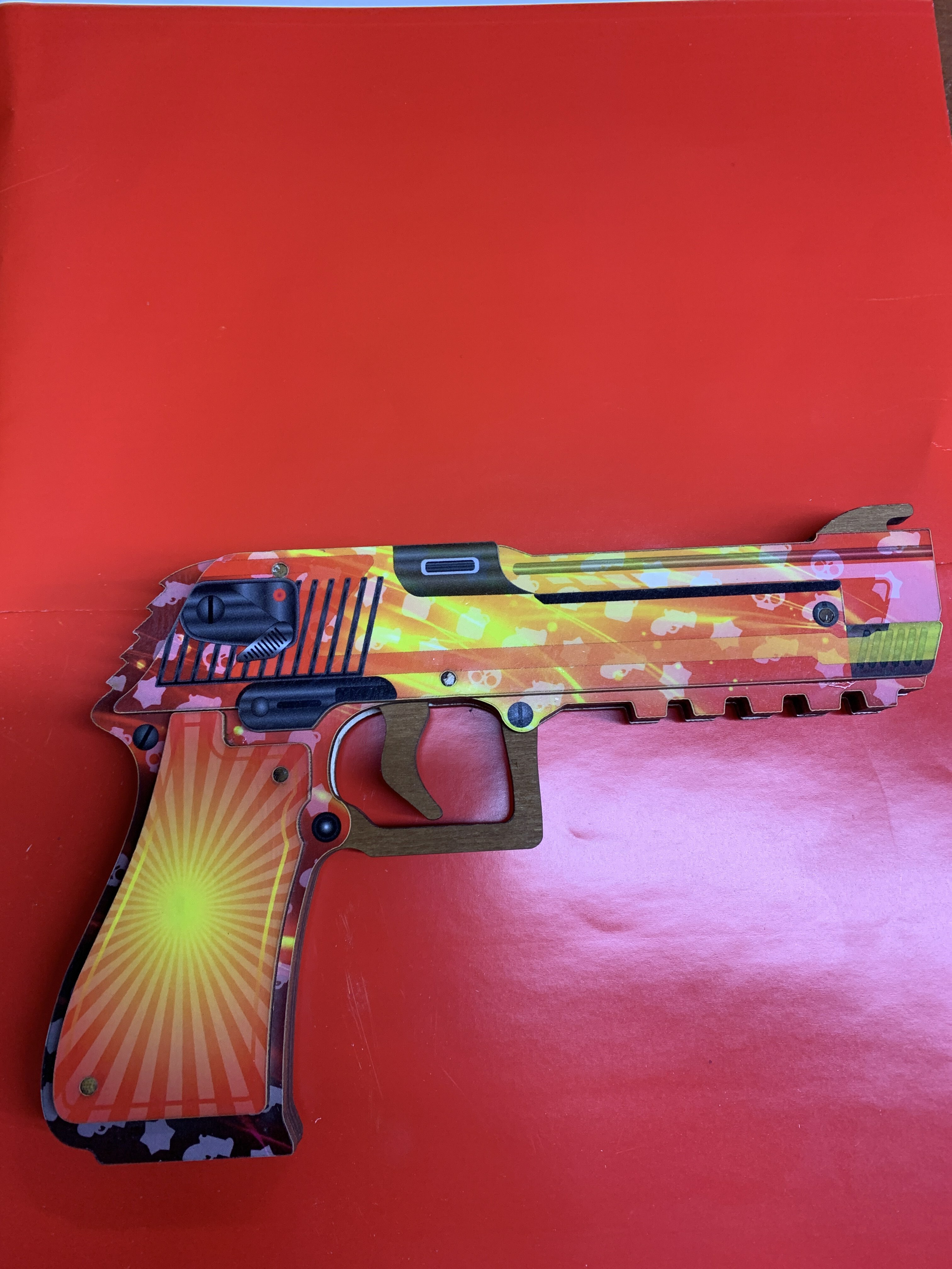 Фотография покупателя товара Сувенир деревянный "Пистолет-резинкострел" оранжевый - Фото 1
