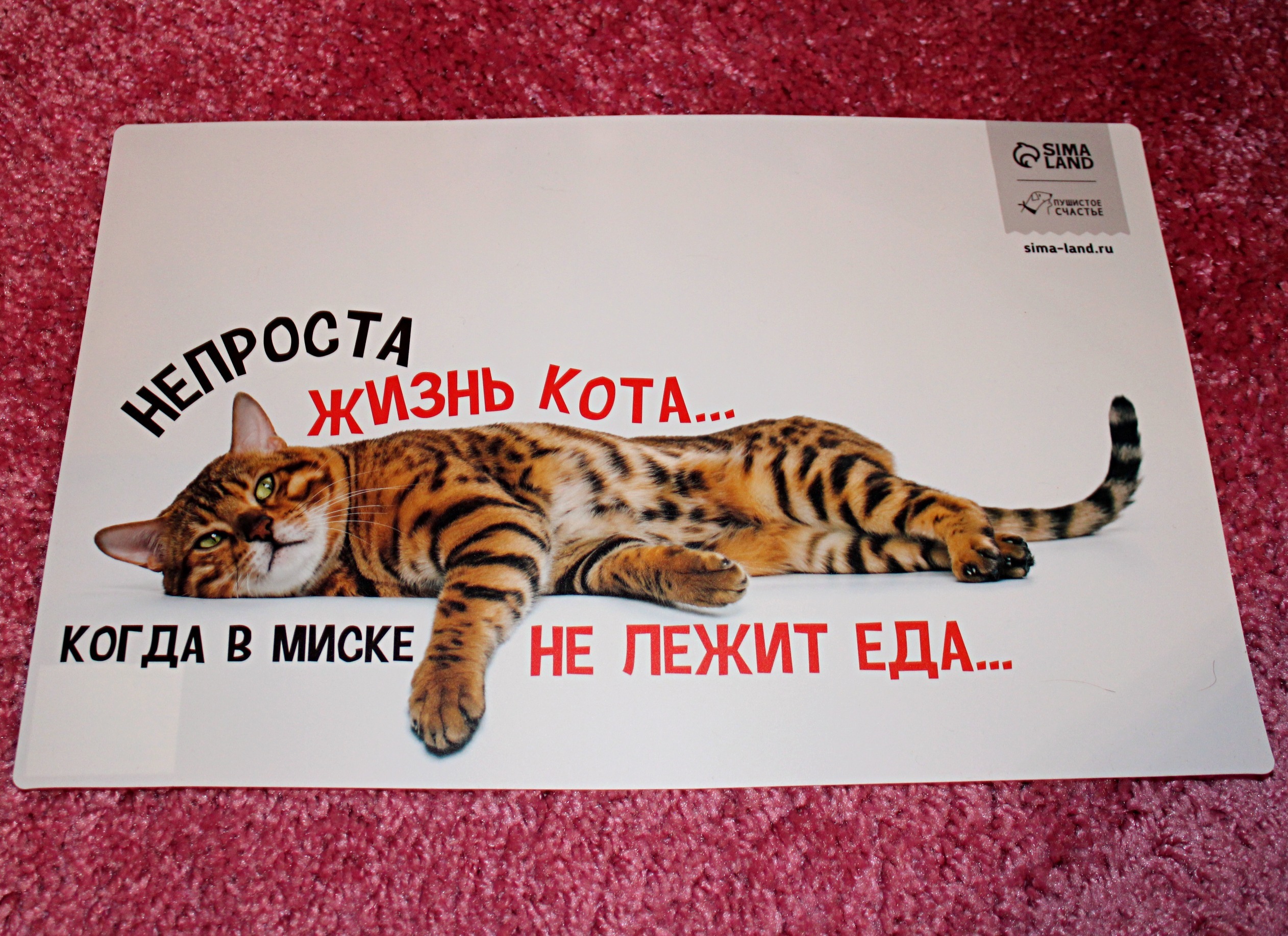Фотография покупателя товара Коврик под миску «Не проста жизнь кота», 43х28 см - Фото 1
