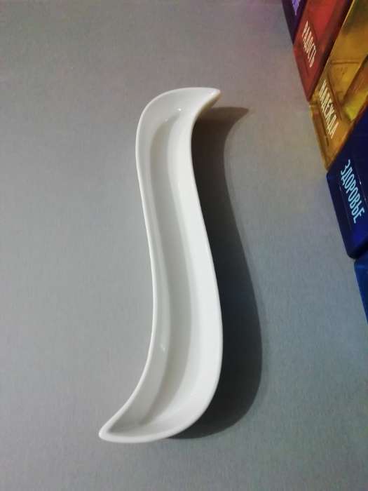 Фотография покупателя товара Блюдо для оливок керамическое «Серпан», 150 мл, 26×9×3 см, цвет белый