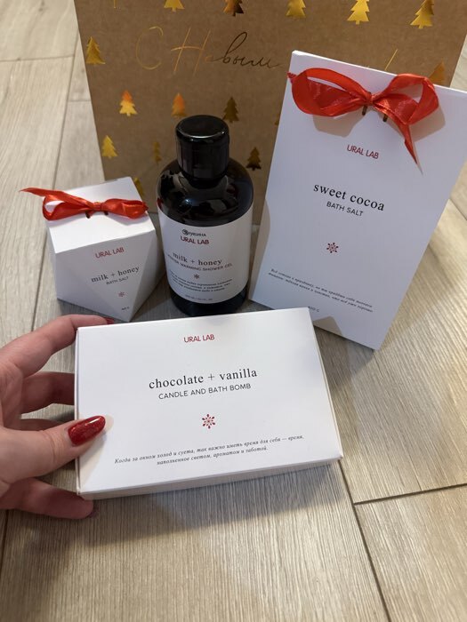 Фотография покупателя товара Подарочный набор новогодний: бомбочка снежинка и фигурная свеча пряня, URAL LAB - Фото 1