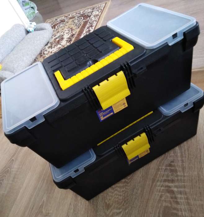 Фотография покупателя товара Ящик для инструмента ТУНДРА, 16", 390 х 200 х 170 мм, пластиковый, лоток, два органайзера - Фото 2