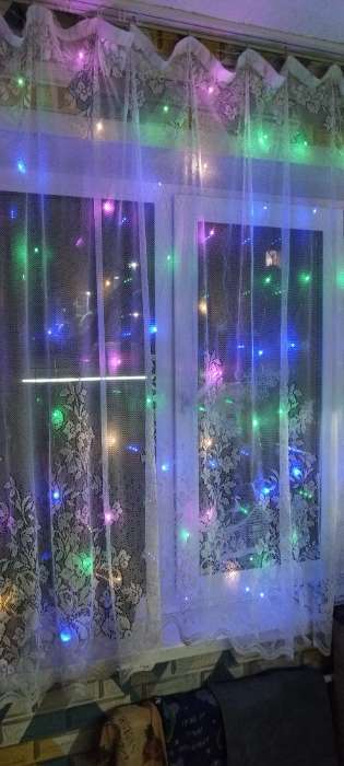 Фотография покупателя товара Гирлянда «Занавес» 1.6×1.6 м, роса, IP20, серебристая нить, 160 LED, свечение белое, 8 режимов, 220 В - Фото 4