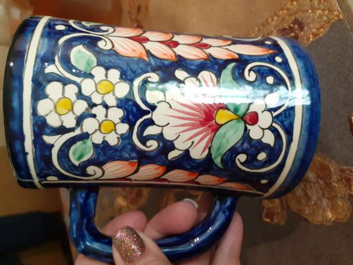 Фотография покупателя товара Кружка Риштанская Керамика "Цветы", 500 мл, синий - Фото 5