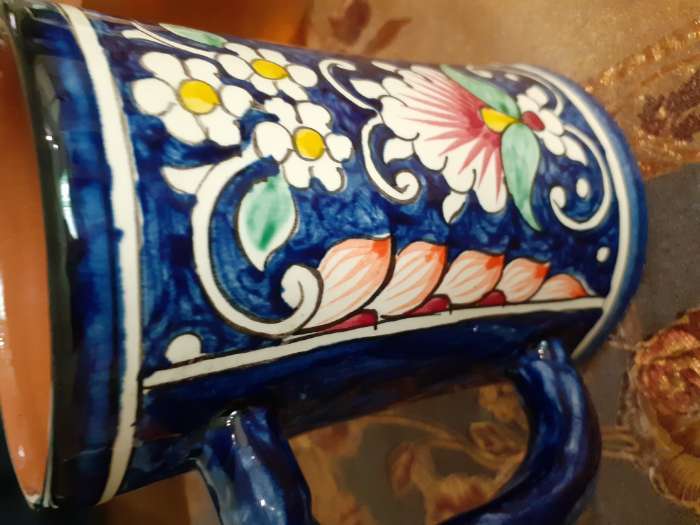 Фотография покупателя товара Кружка Риштанская Керамика "Цветы", 500 мл, синий - Фото 3