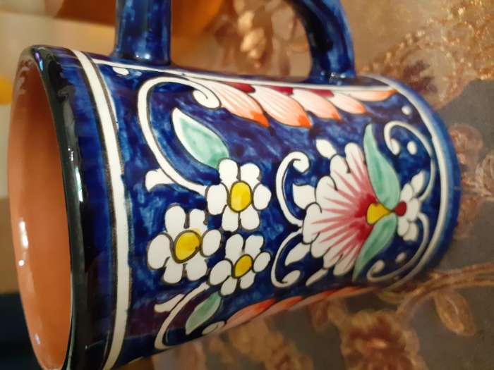 Фотография покупателя товара Кружка Риштанская Керамика "Цветы", 500 мл, синий - Фото 2