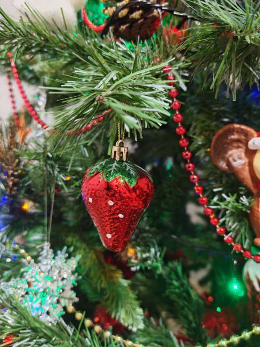 Фотография покупателя товара Ёлочные игрушки 6 шт. «Клубничное ассорти» 4.5×6 см, красный - Фото 1