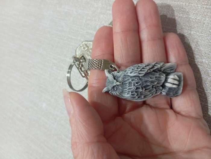 Фотография покупателя товара Брелок для ключей на кольце «Филин (барельеф)», 4.2 см - Фото 3