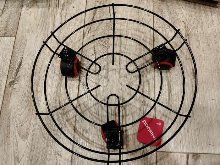 Фотография покупателя товара Подставка для цветов на колёсиках Доляна, 34×34×10 см, цвет чёрный - Фото 2