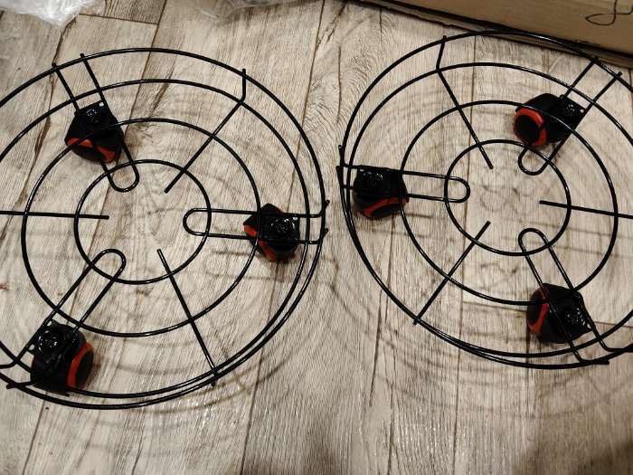 Фотография покупателя товара Подставка для цветов на колёсиках Доляна, 34×34×10 см, цвет чёрный - Фото 3