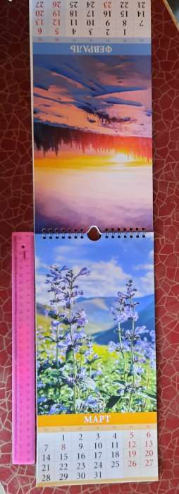 Фотография покупателя товара Календарь перекидной на ригеле "Времена года" 2022 год, 16,5х33,6 см - Фото 1