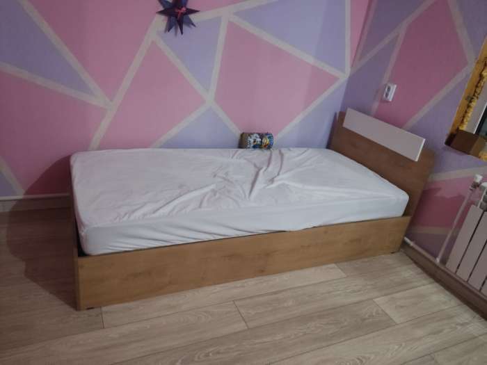 Фотография покупателя товара Кровать односпальная «ЭКО», 900×2000 мм, цвет дуб вотан/белый - Фото 4