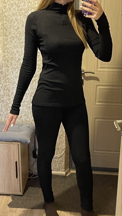 Фотография покупателя товара Термобельё женское (лонгслив, лосины) MINAKU, чёрное, размер 44 - Фото 1