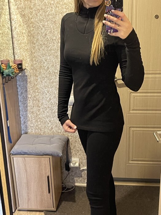 Фотография покупателя товара Термобельё женское (лонгслив, лосины) MINAKU, чёрное, размер 44 - Фото 2