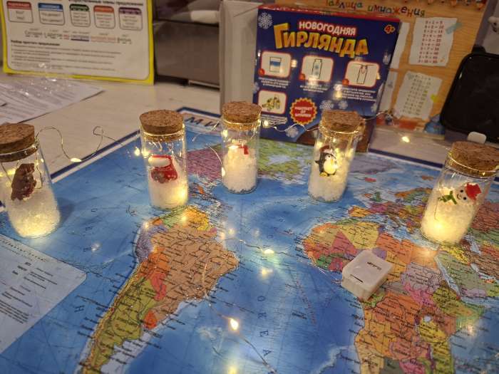 Фотография покупателя товара Набор для опытов «Новогодняя гирлянда», снежинки и снег - Фото 1