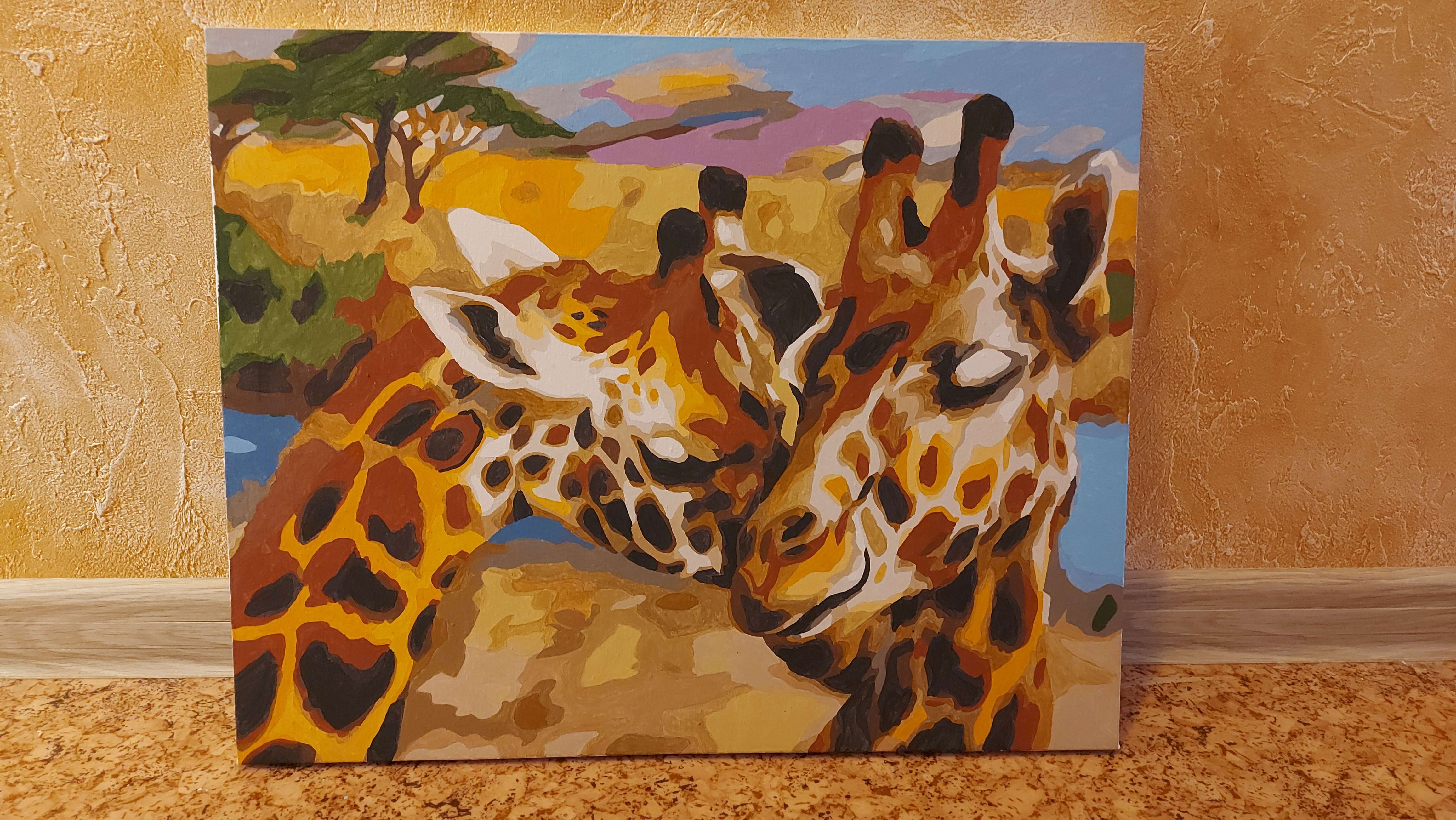 Фотография покупателя товара Картина по номерам на холсте с подрамником «Жирафы. Нежность», 40 х 50 см - Фото 2