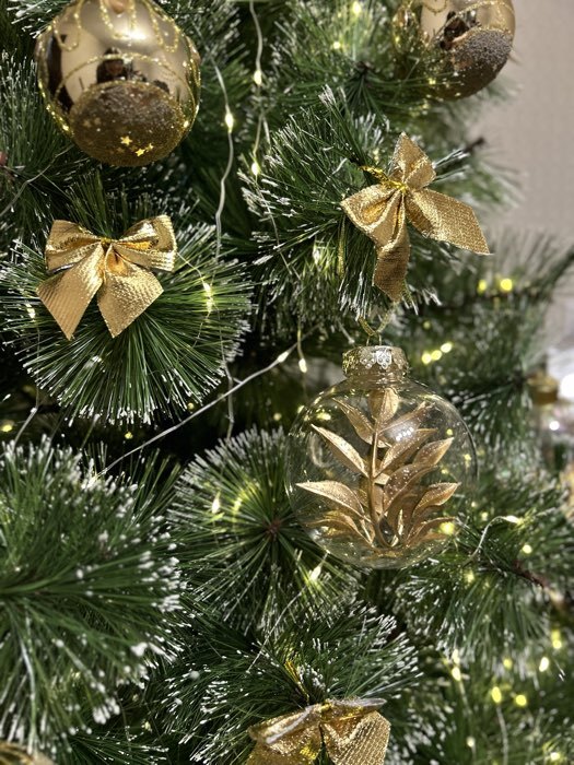 Фотография покупателя товара Ёлочные игрушки «Фиеста», шары новогодние, d=8 см, набор 2 шт., веточка, золото - Фото 1