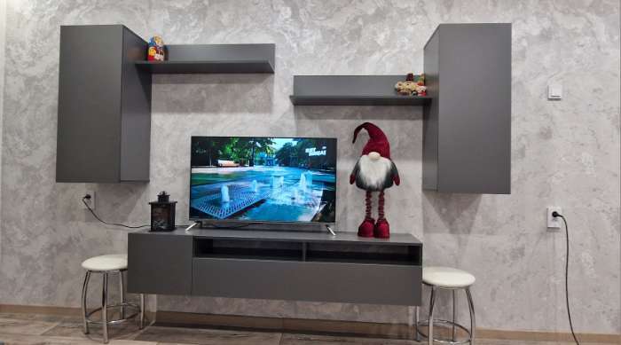 Фотография покупателя товара Гостиная «Лира», 2130×1680×350 мм, цвет белый матовый/бетон - Фото 7