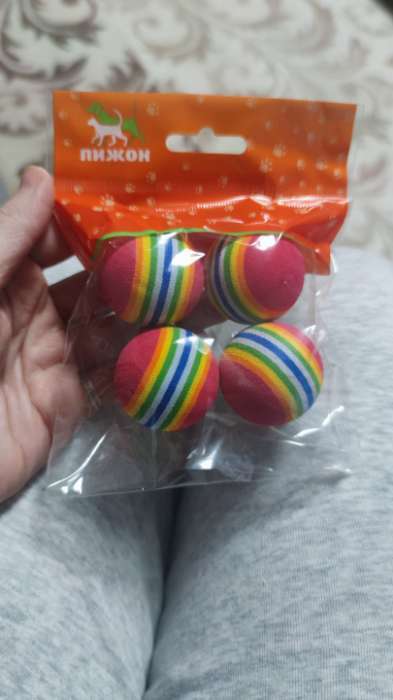 Фотография покупателя товара Шарик для кошек, 3.4 см, фасовка в коробку по 50 шт., микс цветов - Фото 1