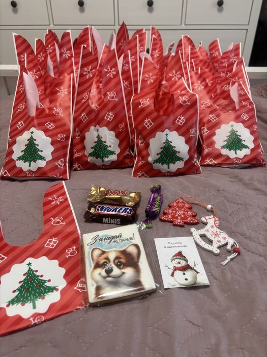 Фотография покупателя товара Пакет полиэтиленовый подарочный новогодний, с ушками Merry Christmas, 13×21.5 см - Фото 1