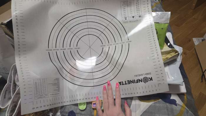 Фотография покупателя товара Коврик для выпечки и раскатки теста с разметкой KONFINETTA, армированный, силикон, 40×50 см, 0.44 мм, чёрный - Фото 4