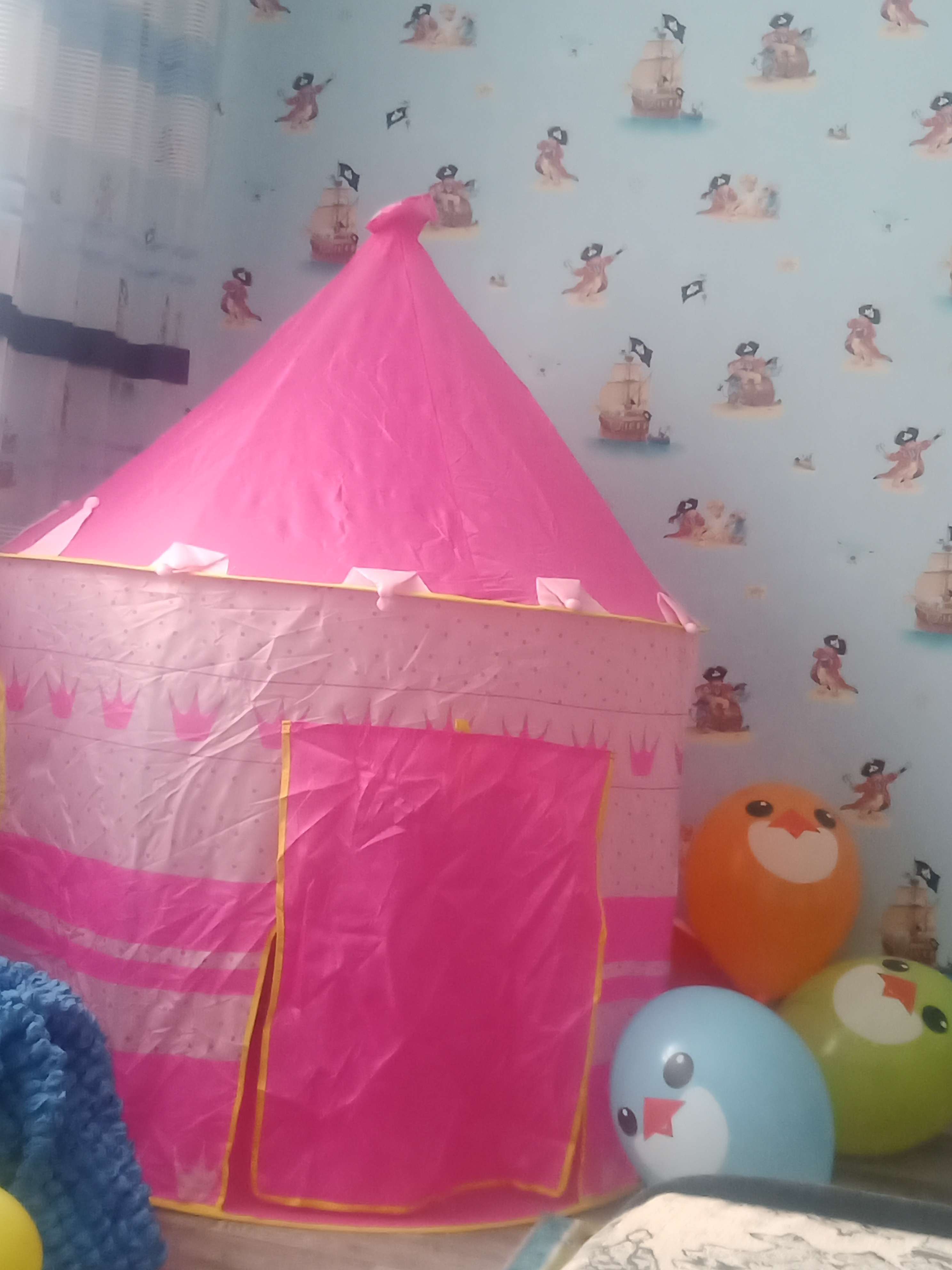 Фотография покупателя товара Палатка детская игровая «Шатёр», розового цвета - Фото 9